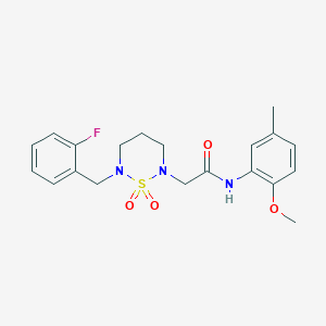 molecular formula C20H24FN3O4S B2777647 2-(6-(2-fluorobenzyl)-1,1-dioxido-1,2,6-thiadiazinan-2-yl)-N-(2-methoxy-5-methylphenyl)acetamide CAS No. 946212-59-5