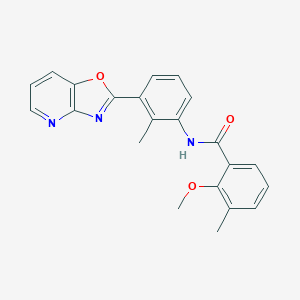 molecular formula C22H19N3O3 B277765 2-methoxy-3-methyl-N-(2-methyl-3-[1,3]oxazolo[4,5-b]pyridin-2-ylphenyl)benzamide 