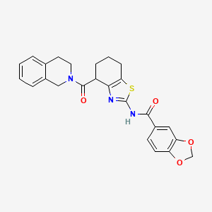N-(4-(1,2,3,4-tetrahydroisoquinoline-2-carbonyl)-4,5,6,7-tetrahydrobenzo[d]thiazol-2-yl)benzo[d][1,3]dioxole-5-carboxamide