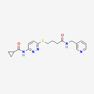 molecular formula C18H21N5O2S B2777665 N-(6-((4-oxo-4-((pyridin-3-ylmethyl)amino)butyl)thio)pyridazin-3-yl)cyclopropanecarboxamide CAS No. 1040648-16-5