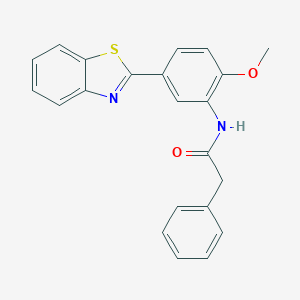 molecular formula C22H18N2O2S B277769 N-[5-(1,3-benzothiazol-2-yl)-2-methoxyphenyl]-2-phenylacetamide 