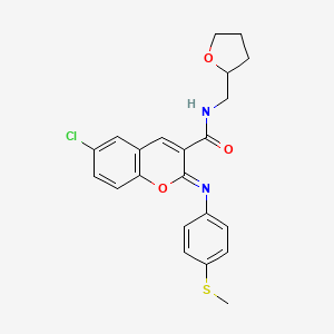 molecular formula C22H21ClN2O3S B2777706 (2Z)-6-chloro-2-{[4-(methylsulfanyl)phenyl]imino}-N-(tetrahydrofuran-2-ylmethyl)-2H-chromene-3-carboxamide CAS No. 1327172-09-7