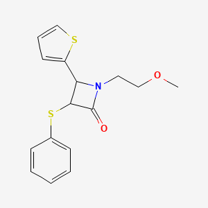 molecular formula C16H17NO2S2 B2777708 1-(2-Methoxyethyl)-3-(phenylsulfanyl)-4-(thiophen-2-yl)azetidin-2-one CAS No. 1252378-99-6