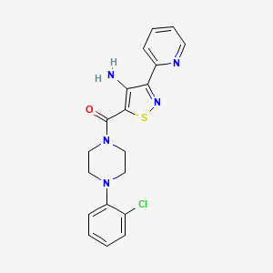 molecular formula C19H18ClN5OS B2777721 5-{[4-(2-Chlorophenyl)piperazin-1-yl]carbonyl}-3-pyridin-2-ylisothiazol-4-amine CAS No. 1251627-31-2