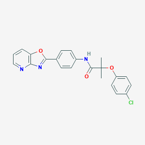 molecular formula C22H18ClN3O3 B277773 2-(4-chlorophenoxy)-2-methyl-N-(4-[1,3]oxazolo[4,5-b]pyridin-2-ylphenyl)propanamide 