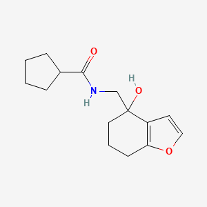 molecular formula C15H21NO3 B2777739 N-((4-hydroxy-4,5,6,7-tetrahydrobenzofuran-4-yl)methyl)cyclopentanecarboxamide CAS No. 2309705-45-9