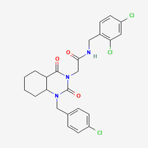2-{1-[(4-chlorophenyl)methyl]-2,4-dioxo-1,2,3,4-tetrahydroquinazolin-3-yl}-N-[(2,4-dichlorophenyl)methyl]acetamide