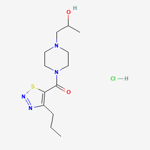molecular formula C13H23ClN4O2S B2777743 (4-(2-Hydroxypropyl)piperazin-1-yl)(4-propyl-1,2,3-thiadiazol-5-yl)methanone hydrochloride CAS No. 1396782-09-4