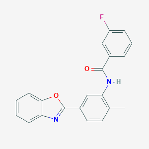 molecular formula C21H15FN2O2 B277779 N-[5-(1,3-benzoxazol-2-yl)-2-methylphenyl]-3-fluorobenzamide 