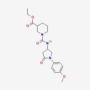 Ethyl 1-((1-(4-methoxyphenyl)-5-oxopyrrolidin-3-yl)carbamoyl)piperidine-3-carboxylate