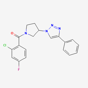 molecular formula C19H16ClFN4O B2777806 (2-chloro-4-fluorophenyl)(3-(4-phenyl-1H-1,2,3-triazol-1-yl)pyrrolidin-1-yl)methanone CAS No. 2034235-00-0