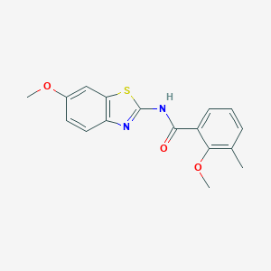 molecular formula C17H16N2O3S B277782 2-methoxy-N-(6-methoxy-1,3-benzothiazol-2-yl)-3-methylbenzamide 
