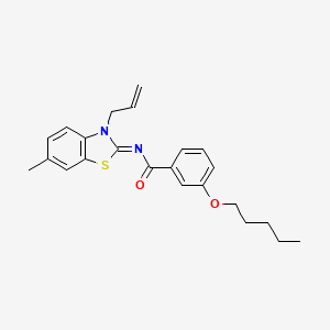 molecular formula C23H26N2O2S B2777824 (Z)-N-(3-烯丙基-6-甲基苯并[2,3-d]噻唑-2(3H)-基亚)-3-(戊氧基)苯甲酰胺 CAS No. 865174-53-4