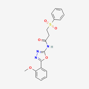 molecular formula C18H17N3O5S B2777829 3-(benzenesulfonyl)-N-[5-(2-methoxyphenyl)-1,3,4-oxadiazol-2-yl]propanamide CAS No. 903265-15-6