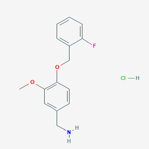 molecular formula C15H17ClFNO2 B2777839 (4-((2-Fluorobenzyl)oxy)-3-methoxyphenyl)methanamine hydrochloride CAS No. 1353503-33-9