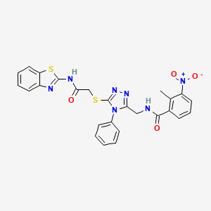 molecular formula C26H21N7O4S2 B2777848 N-((5-((2-(benzo[d]thiazol-2-ylamino)-2-oxoethyl)thio)-4-phenyl-4H-1,2,4-triazol-3-yl)methyl)-2-methyl-3-nitrobenzamide CAS No. 389071-24-3
