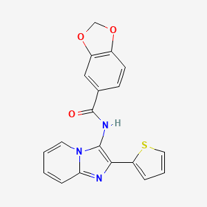 molecular formula C19H13N3O3S B2777857 N-(2-thiophen-2-ylimidazo[1,2-a]pyridin-3-yl)-1,3-benzodioxole-5-carboxamide CAS No. 850930-61-9