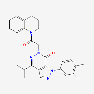 molecular formula C27H29N5O2 B2777869 6-(2-(3,4-dihydroquinolin-1(2H)-yl)-2-oxoethyl)-1-(3,4-dimethylphenyl)-4-isopropyl-1H-pyrazolo[3,4-d]pyridazin-7(6H)-one CAS No. 955850-19-8