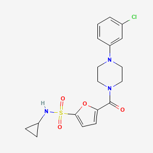 molecular formula C18H20ClN3O4S B2777870 5-(4-(3-chlorophenyl)piperazine-1-carbonyl)-N-cyclopropylfuran-2-sulfonamide CAS No. 1172889-88-1