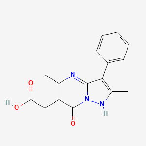 molecular formula C16H15N3O3 B2777886 2-(2,5-Dimethyl-7-oxo-3-phenyl-4,7-dihydropyrazolo[1,5-a]pyrimidin-6-yl)acetic acid CAS No. 1245569-69-0