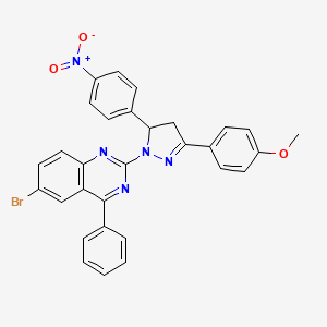 molecular formula C30H22BrN5O3 B2777888 6-bromo-2-(3-(4-methoxyphenyl)-5-(4-nitrophenyl)-4,5-dihydro-1H-pyrazol-1-yl)-4-phenylquinazoline CAS No. 361469-32-1
