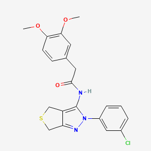 molecular formula C21H20ClN3O3S B2777898 N-[2-(3-氯苯基)-4,6-二氢噻吩[3,4-c]嘧啶-3-基]-2-(3,4-二甲氧苯基)乙酰胺 CAS No. 450341-06-7