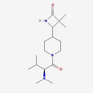 molecular formula C17H31N3O2 B2777900 4-[1-[(2S)-2-(Dimethylamino)-3-methylbutanoyl]piperidin-4-yl]-3,3-dimethylazetidin-2-one CAS No. 2125826-53-9