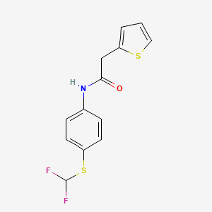 molecular formula C13H11F2NOS2 B2777908 N-{4-[(difluoromethyl)sulfanyl]phenyl}-2-(thiophen-2-yl)acetamide CAS No. 448199-15-3