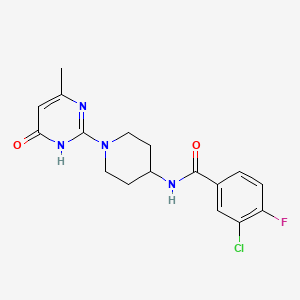 molecular formula C17H18ClFN4O2 B2777914 3-chloro-4-fluoro-N-(1-(4-methyl-6-oxo-1,6-dihydropyrimidin-2-yl)piperidin-4-yl)benzamide CAS No. 1903168-78-4
