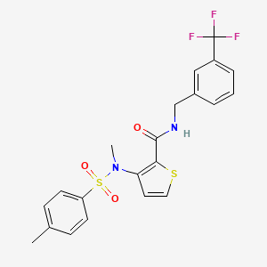 molecular formula C21H19F3N2O3S2 B2777917 3-{甲基[(4-甲基苯基)磺酰基]-N-[3-(三氟甲基)苯基]噻吩-2-甲酸酰胺 CAS No. 1115871-56-1
