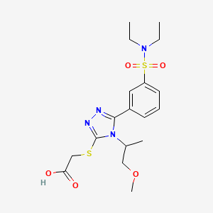 molecular formula C18H26N4O5S2 B2777921 2-({5-[3-(diethylsulfamoyl)phenyl]-4-(1-methoxypropan-2-yl)-4H-1,2,4-triazol-3-yl}sulfanyl)acetic acid CAS No. 745791-53-1
