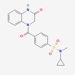 molecular formula C19H19N3O4S B2777922 N-cyclopropyl-N-methyl-4-(3-oxo-1,2,3,4-tetrahydroquinoxaline-1-carbonyl)benzenesulfonamide CAS No. 946363-30-0