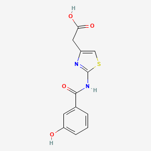 molecular formula C12H10N2O4S B2777926 2-[2-(3-羟基苯甲酰胺)-1,3-噻唑-4-基]乙酸 CAS No. 926207-29-6