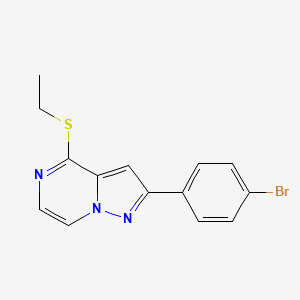 molecular formula C14H12BrN3S B2777933 2-(4-Bromophenyl)-4-(ethylthio)pyrazolo[1,5-a]pyrazine CAS No. 1207007-76-8