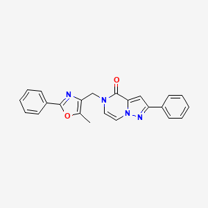 molecular formula C23H18N4O2 B2777934 5-((5-methyl-2-phenyloxazol-4-yl)methyl)-2-phenylpyrazolo[1,5-a]pyrazin-4(5H)-one CAS No. 1358758-29-8