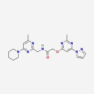 2-((2-methyl-6-(1H-pyrazol-1-yl)pyrimidin-4-yl)oxy)-N-((4-methyl-6-(piperidin-1-yl)pyrimidin-2-yl)methyl)acetamide