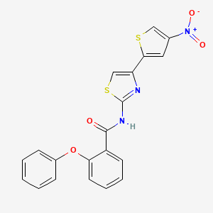 molecular formula C20H13N3O4S2 B2777947 N-[4-(4-硝基噻吩-2-基)-1,3-噻唑-2-基]-2-苯氧基苯甲酰胺 CAS No. 361480-43-5