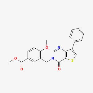 molecular formula C22H18N2O4S B2777961 methyl 4-methoxy-3-[(4-oxo-7-phenylthieno[3,2-d]pyrimidin-3(4H)-yl)methyl]benzoate CAS No. 1105236-47-2