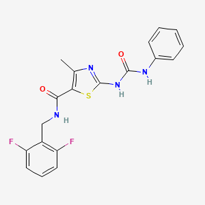 molecular formula C19H16F2N4O2S B2777962 N-(2,6-二氟苄基)-4-甲基-2-(3-苯基脲基)噻唑-5-羧酰胺 CAS No. 941974-88-5