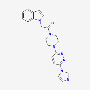molecular formula C21H21N7O B2777963 1-(4-(6-(1H-imidazol-1-yl)pyridazin-3-yl)piperazin-1-yl)-2-(1H-indol-1-yl)ethanone CAS No. 1351620-59-1