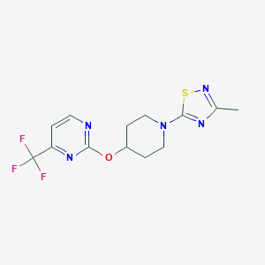 molecular formula C13H14F3N5OS B2777964 3-Methyl-5-[4-[4-(trifluoromethyl)pyrimidin-2-yl]oxypiperidin-1-yl]-1,2,4-thiadiazole CAS No. 2380094-82-4
