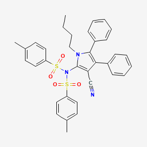 molecular formula C35H33N3O4S2 B2777965 N-(1-butyl-3-cyano-4,5-diphenyl-1H-pyrrol-2-yl)-4-methyl-N-[(4-methylphenyl)sulfonyl]benzenesulfonamide CAS No. 478032-69-8