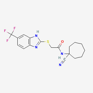 molecular formula C18H19F3N4OS B2777970 N-(1-cyanocycloheptyl)-2-{[6-(trifluoromethyl)-1H-1,3-benzodiazol-2-yl]sulfanyl}acetamide CAS No. 1424512-04-8