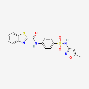 molecular formula C18H14N4O4S2 B2777973 N-{4-[(5-methyl-1,2-oxazol-3-yl)sulfamoyl]phenyl}-1,3-benzothiazole-2-carboxamide CAS No. 405925-53-3