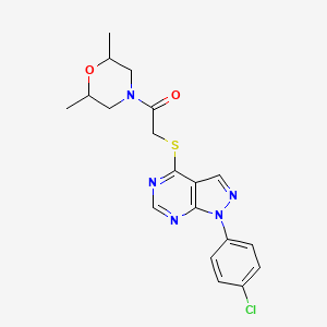 molecular formula C19H20ClN5O2S B2777976 2-((1-(4-氯苯基)-1H-吡唑并[3,4-d]嘧啶-4-基)硫)-1-(2,6-二甲基吗啉基)乙酮 CAS No. 893915-98-5