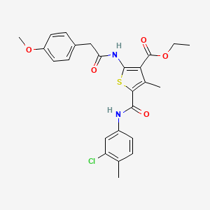 Ethyl 5-((3-chloro-4-methylphenyl)carbamoyl)-2-(2-(4-methoxyphenyl)acetamido)-4-methylthiophene-3-carboxylate
