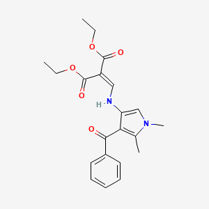 molecular formula C21H24N2O5 B2778003 diethyl 2-{[(4-benzoyl-1,5-dimethyl-1H-pyrrol-3-yl)amino]methylene}malonate CAS No. 131169-02-3