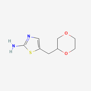 molecular formula C8H12N2O2S B2778010 5-[(1,4-Dioxan-2-yl)methyl]-1,3-thiazol-2-amine CAS No. 2152457-27-5