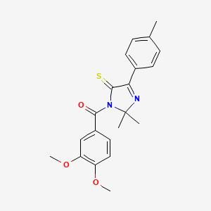 molecular formula C21H22N2O3S B2778014 (3,4-二甲氧基苯基)(2,2-二甲基-5-硫代-4-(对甲苯基)-2,5-二氢-1H-咪唑-1-基)甲酮 CAS No. 899911-20-7