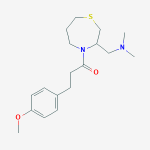 molecular formula C18H28N2O2S B2778018 1-(3-((二甲胺)甲酰基)-1,4-噻杂丙烷-4-基)-3-(4-甲氧基苯基)丙酮 CAS No. 1448027-23-3